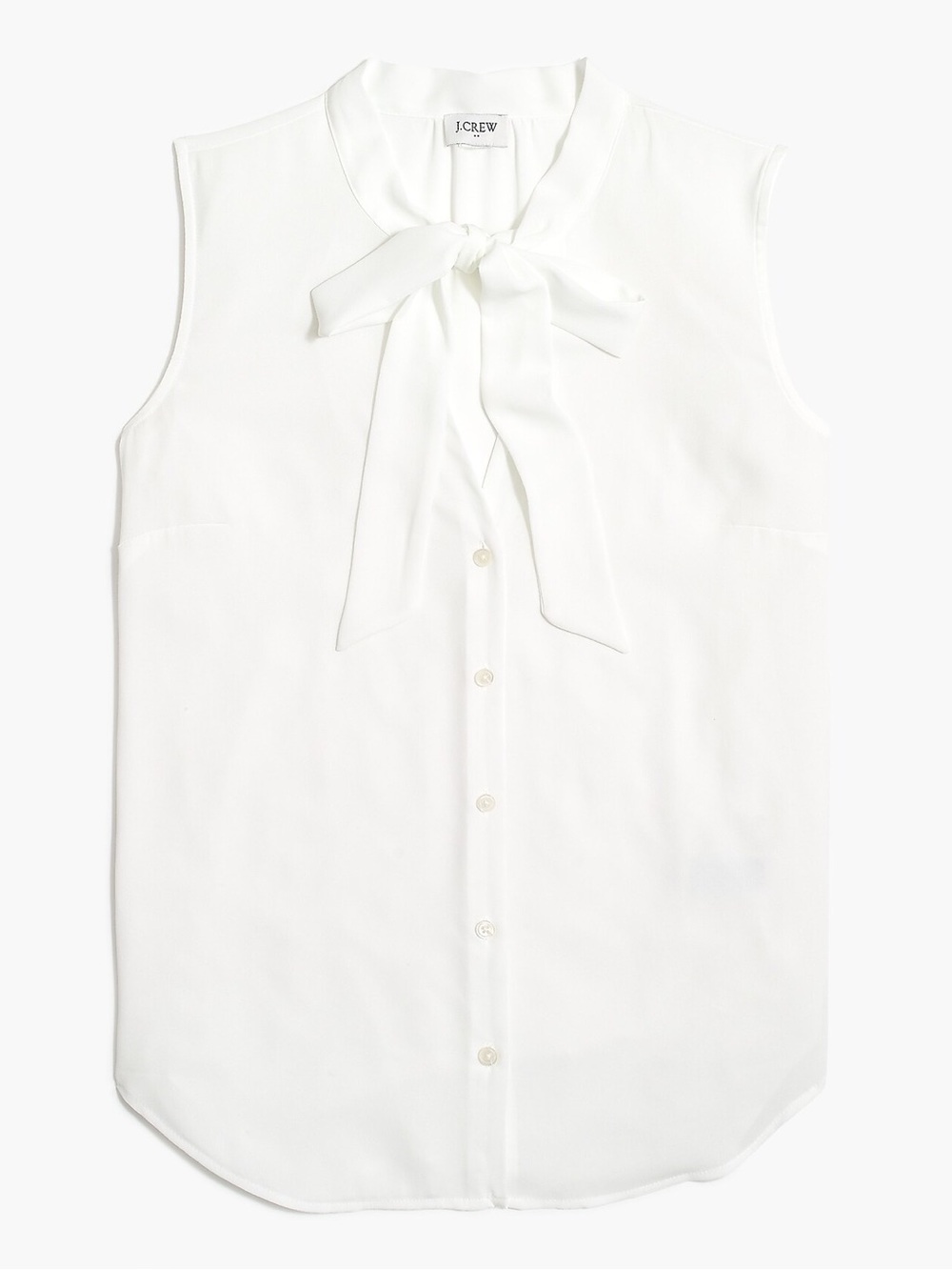 J. Crew White Sleeveless Tie-Neck Blouse